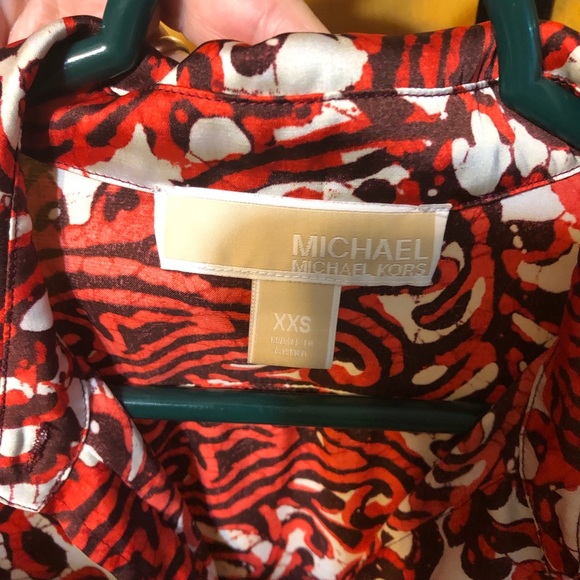 Michael Kors Red, Black and White Long Sleeve Blouse, Size XXS - Picture 6 of 6